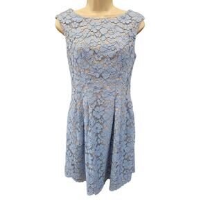 Vince laced lined midi formal dress w/ pockets Sleevless coquette EUC sz 4 blue